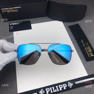 Copy Porsche Design Polarized Sunglasses Blue Lens Black Frame